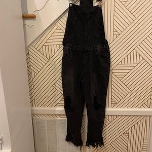 Distressed Boyfriend Jean Overalls